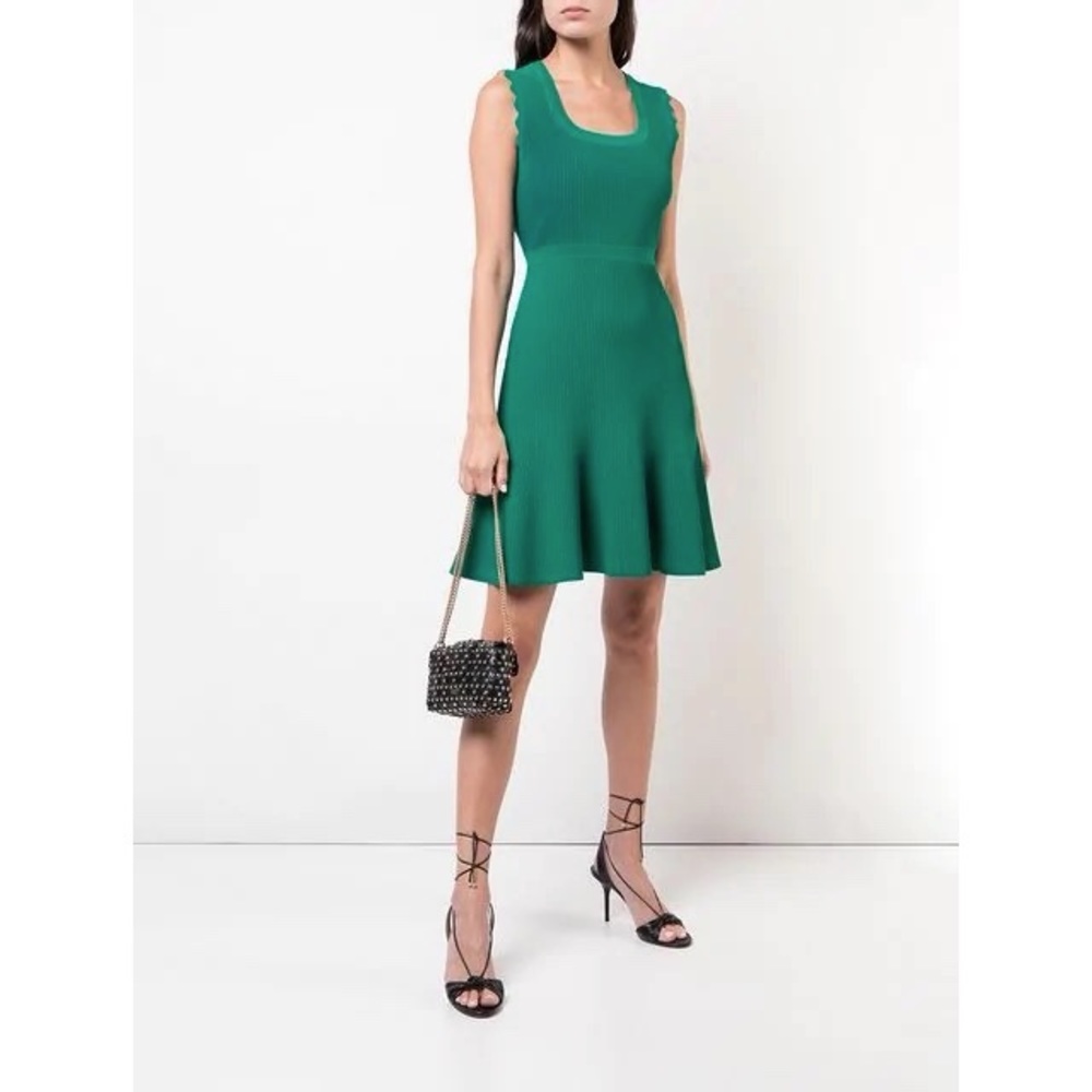 Diane Von Furstenberg Adi Green Ribbed Dress Small